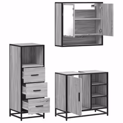 vidaXL 3 Piece Bathroom Furniture Set Grey Sonoma Engineered Wood - grey sonoma - Additional view 7