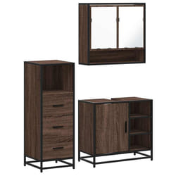 vidaXL 3 Piece Bathroom Furniture Set Grey Sonoma Engineered Wood - brown oak