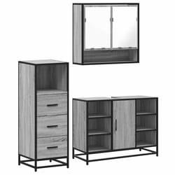 vidaXL 3 Piece Bathroom Furniture Set Brown Oak Engineered Wood - grey sonoma