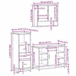 vidaXL 3 Piece Bathroom Furniture Set Brown Oak Engineered Wood - grey sonoma - Additional view 10