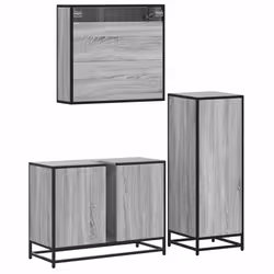 vidaXL 3 Piece Bathroom Furniture Set Brown Oak Engineered Wood - grey sonoma - Additional view 6