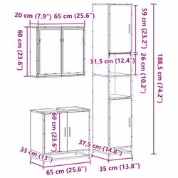 vidaXL 4 Piece Bathroom Furniture Set Sonoma Oak Engineered Wood - grey sonoma