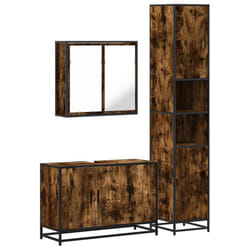 vidaXL 4 Piece Bathroom Furniture Set Smoked Oak Engineered Wood - smoked oak