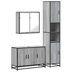 vidaXL 4 Piece Bathroom Furniture Set Smoked Oak Engineered Wood - grey sonoma