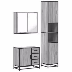 vidaXL 4 Piece Bathroom Furniture Set Brown Oak Engineered Wood - grey sonoma