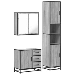 vidaXL 4 Piece Bathroom Furniture Set Brown Oak Engineered Wood - grey sonoma