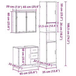 vidaXL 4 Piece Bathroom Furniture Set Brown Oak Engineered Wood - grey sonoma