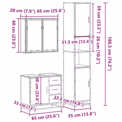 vidaXL 4 Piece Bathroom Furniture Set Brown Oak Engineered Wood - brown oak
