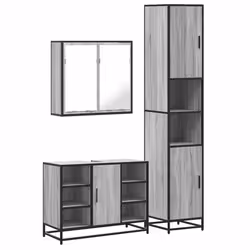 vidaXL 4 Piece Bathroom Furniture Set Grey Sonoma Engineered Wood - grey sonoma