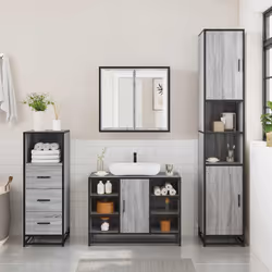 vidaXL 4 Piece Bathroom Furniture Set Grey Sonoma Engineered Wood - grey sonoma