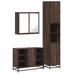 vidaXL 4 Piece Bathroom Furniture Set Grey Sonoma Engineered Wood - brown oak