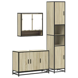vidaXL 4 Piece Bathroom Furniture Set Smoked Oak Engineered Wood - sonoma oak