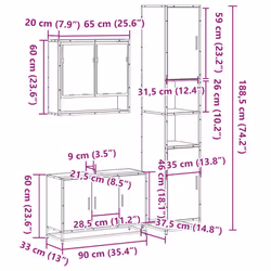 vidaXL 4 Piece Bathroom Furniture Set Smoked Oak Engineered Wood - sonoma oak - Additional view 10