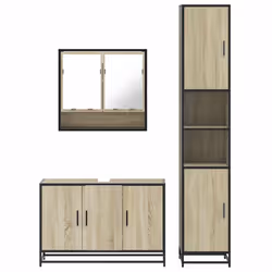vidaXL 4 Piece Bathroom Furniture Set Smoked Oak Engineered Wood - sonoma oak - Additional view 4