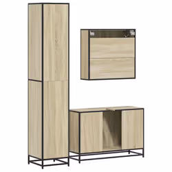 vidaXL 4 Piece Bathroom Furniture Set Smoked Oak Engineered Wood - sonoma oak - Additional view 6