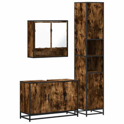 vidaXL 4 Piece Bathroom Furniture Set Smoked Oak Engineered Wood - smoked oak