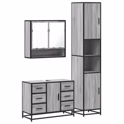 vidaXL 4 Piece Bathroom Furniture Set Brown Oak Engineered Wood - grey sonoma