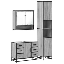 vidaXL 4 Piece Bathroom Furniture Set Brown Oak Engineered Wood - grey sonoma