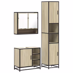 vidaXL 4 Piece Bathroom Furniture Set Sonoma Oak Engineered Wood - sonoma oak