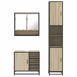 vidaXL 4 Piece Bathroom Furniture Set Sonoma Oak Engineered Wood - sonoma oak
