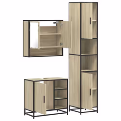 vidaXL 4 Piece Bathroom Furniture Set Sonoma Oak Engineered Wood - sonoma oak - Additional view 6