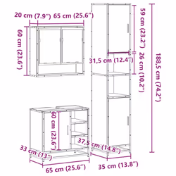 vidaXL 4 Piece Bathroom Furniture Set Sonoma Oak Engineered Wood - sonoma oak - Additional view 9