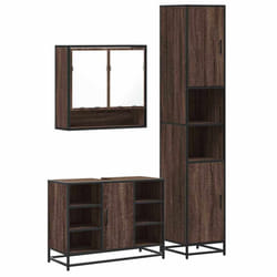 vidaXL 3 Piece Bathroom Furniture Set Grey Sonoma Engineered Wood - brown oak