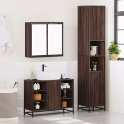 vidaXL 3 Piece Bathroom Furniture Set Grey Sonoma Engineered Wood - brown oak