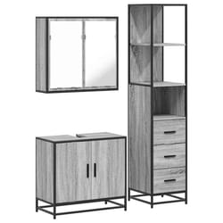 vidaXL 3 Piece Bathroom Furniture Set Grey Sonoma Engineered Wood - grey sonoma