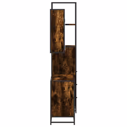 vidaXL 3 Piece Bathroom Furniture Set Black Engineered Wood bathroom cabinet - smoked oak - Additional view 5