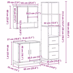 vidaXL 3 Piece Bathroom Furniture Set Sonoma Oak Engineered Wood - brown oak