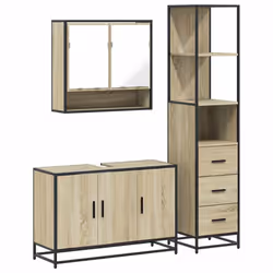 vidaXL 3 Piece Bathroom Furniture Set Sonoma Oak Engineered Wood - sonoma oak