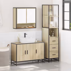 vidaXL 3 Piece Bathroom Furniture Set Sonoma Oak Engineered Wood - sonoma oak