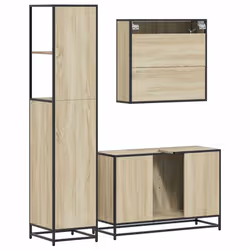 vidaXL 3 Piece Bathroom Furniture Set Sonoma Oak Engineered Wood - sonoma oak - Additional view 6