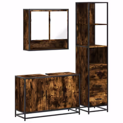 vidaXL 3 Piece Bathroom Furniture Set Sonoma Oak Engineered Wood - smoked oak