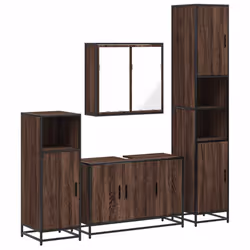 vidaXL 4ÃÂ Piece Bathroom Furniture SetÃÂ Brown Oak Engineered Wood - brown oak