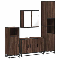 vidaXL 4ÃÂ Piece Bathroom Furniture SetÃÂ Brown Oak Engineered Wood - brown oak
