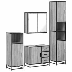 vidaXL 4ÃÂ Piece Bathroom Furniture SetÃÂ Sonoma Oak Engineered Wood - grey sonoma