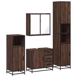 vidaXL 4ÃÂ Piece Bathroom Furniture SetÃÂ Sonoma Oak Engineered Wood - brown oak