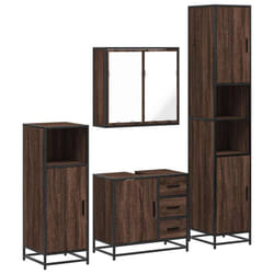 vidaXL 4ÃÂ Piece Bathroom Furniture SetÃÂ Sonoma Oak Engineered Wood - brown oak