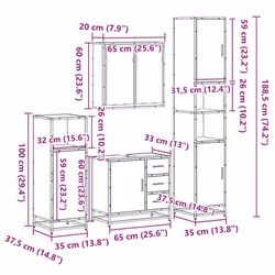 vidaXL 4ÃÂ Piece Bathroom Furniture SetÃÂ Sonoma Oak Engineered Wood - brown oak