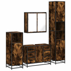 vidaXL 4ÃÂ Piece Bathroom Furniture SetÃÂ Brown Oak Engineered Wood - smoked oak