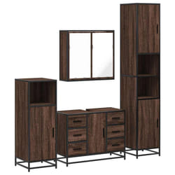 vidaXL 4ÃÂ Piece Bathroom Furniture SetÃÂ Brown Oak Engineered Wood - brown oak