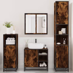 vidaXL 4ÃÂ Piece Bathroom Furniture SetÃÂ Sonoma Oak Engineered Wood - smoked oak