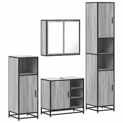 vidaXL 4ÃÂ Piece Bathroom Furniture SetÃÂ Sonoma Oak Engineered Wood - grey sonoma