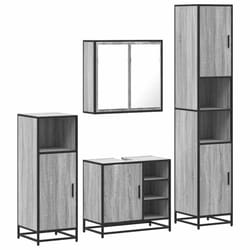 vidaXL 4ÃÂ Piece Bathroom Furniture SetÃÂ Sonoma Oak Engineered Wood - grey sonoma