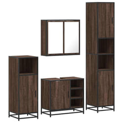 vidaXL 4ÃÂ Piece Bathroom Furniture SetÃÂ Sonoma Oak Engineered Wood - brown oak