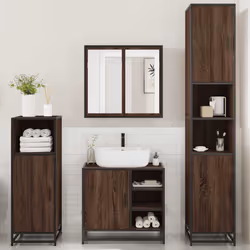 vidaXL 4ÃÂ Piece Bathroom Furniture SetÃÂ Sonoma Oak Engineered Wood - brown oak