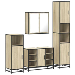 vidaXL 4ÃÂ Piece Bathroom Furniture SetÃÂ Black Engineered Wood bathroom cabinet - sonoma oak