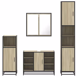 vidaXL 4ÃÂ Piece Bathroom Furniture SetÃÂ Black Engineered Wood bathroom cabinet - sonoma oak - Additional view 4